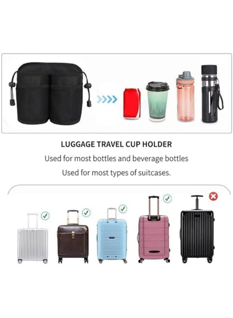 SYOSI Luggage Cup Holder for Travel - Hands-Free Drink Carrier with Waterproof Design, Fits Coffee Mugs & Water Bottles on Roll-On Suitcase Handles, Includes Storage Pocket - Ideal Travel Accessory (Black) - Image 2