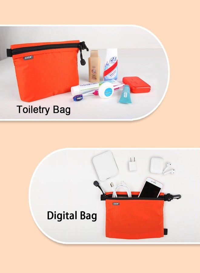 Gox Travel Toiletry Bag Carry On Zipper Pouch Cosmetic Kit Makeup Digital Bag Water Resistant Nylon (Orange) - Image 3