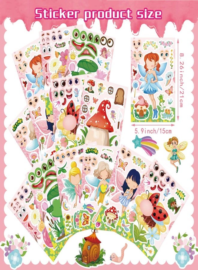 OTAITY 24 PCS Fairy Stickers for Kids, Make a Face Sticker with 8 Unique Designs Fairy, Frog, Mushroom, Make Your Own Stickers for Girls Birthday Party Favors, Goodie Bags, DIY Crafts - Image 2
