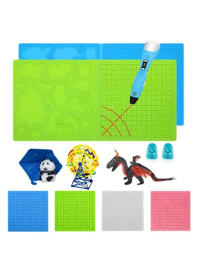 Green Plus 3D Printing Mat Silicone Drawing Tool with 2 Finger Covers for 3D Pen Accessories - Image 2