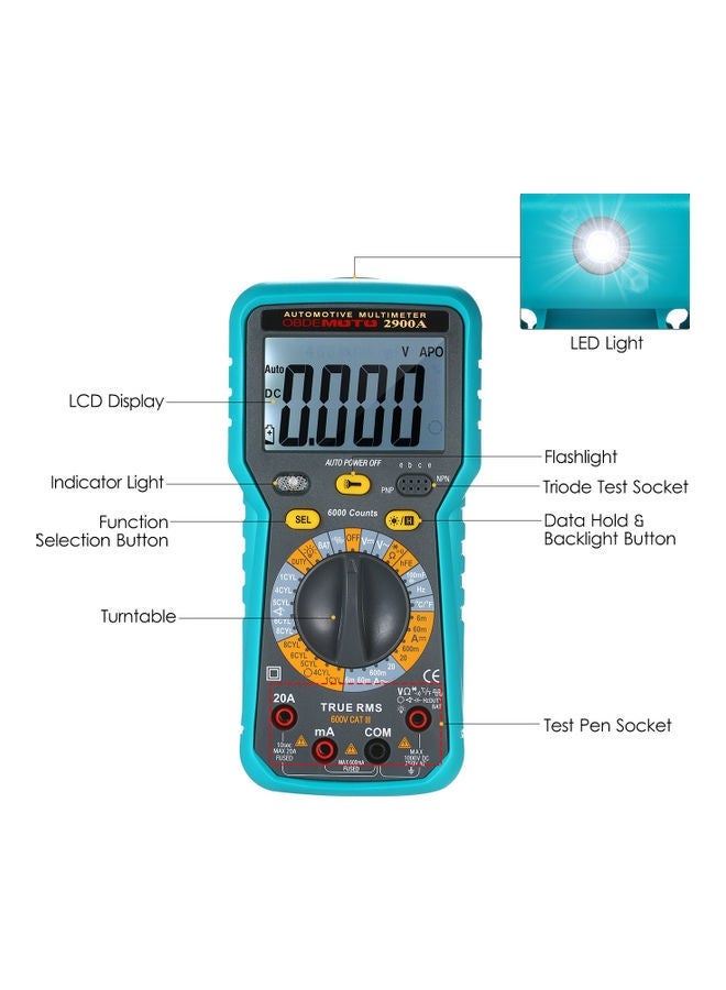 NIBEMINENT True RMS Automotive Multimeter Multicolour  - Image 3