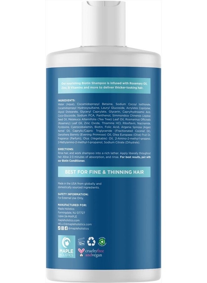 Maple Holistics Biotin Hair Shampoo for Thinning Hair - Volumizing Biotin Shampoo for Men and Womens Dry Damaged Hair - Sulfate Free Shampoo with Biotin and Moisturizing Essential Oils over 95% Natural Derived - Image 2