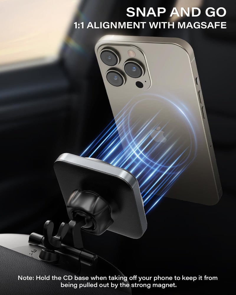 1Zero for Magsafe CD Phone Holder for Car [20 N55 Ultra Strong Magnets] Magnetic CD Player Phone Mount, Stable CD Slot Phone Mount for iPhone 17 16 15 14 13 12 Mini Pro Pro Max Plus & Magsafe Case - Image 3
