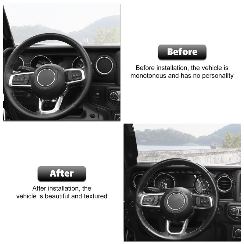 RT-TCZ Carbon Fiber Center Console Trim Cover Dashboard Control Panel Cover Decorative Interior Accessories for Jeep Wrangler JL JLU & Gladiator JT 2018-2023 - Image 2