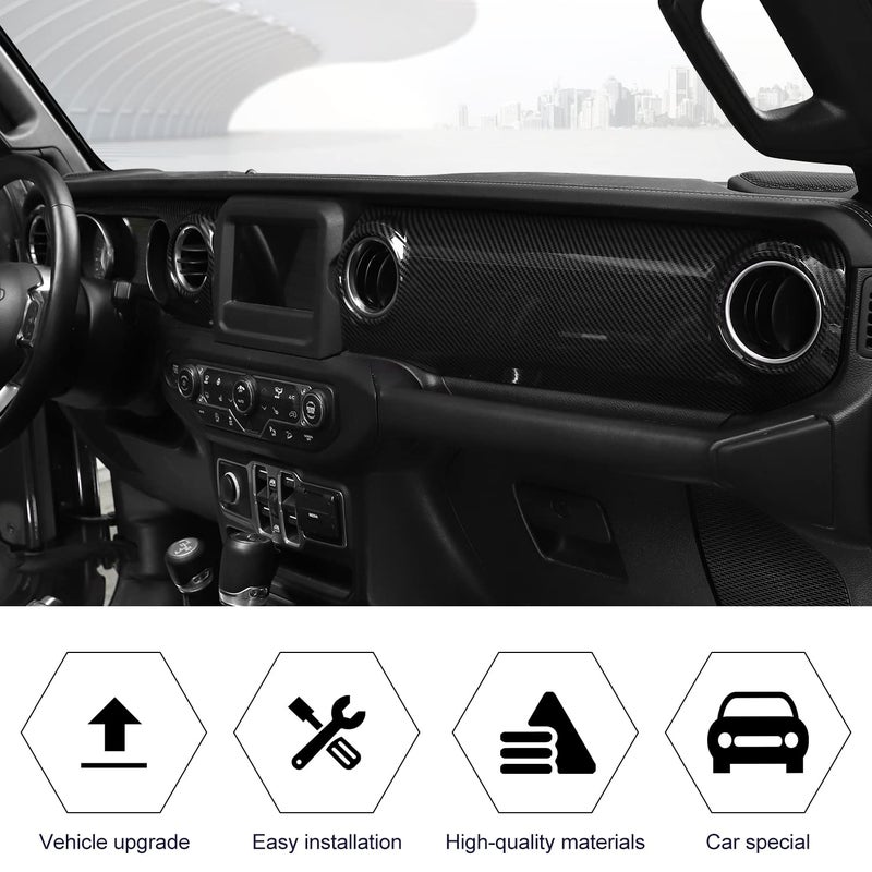 RT-TCZ Carbon Fiber Center Console Trim Cover Dashboard Control Panel Cover Decorative Interior Accessories for Jeep Wrangler JL JLU & Gladiator JT 2018-2023 - Image 4