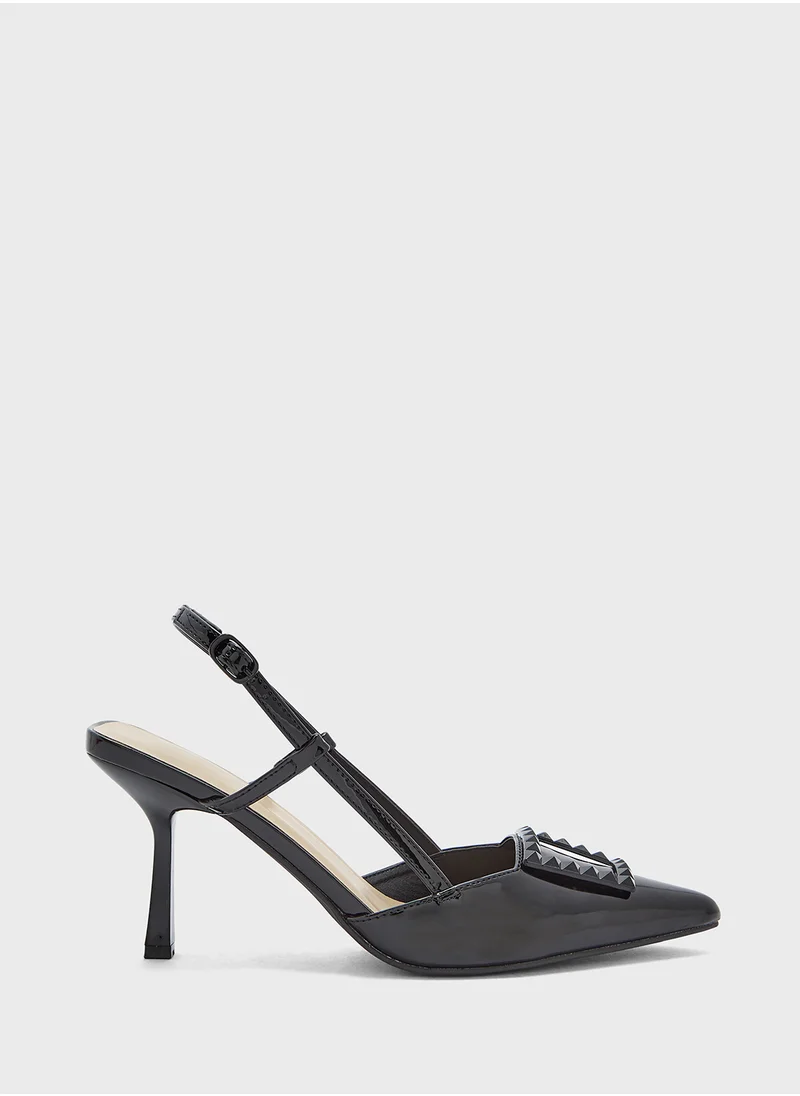 Truffle Stud Trim Sling Back Pump