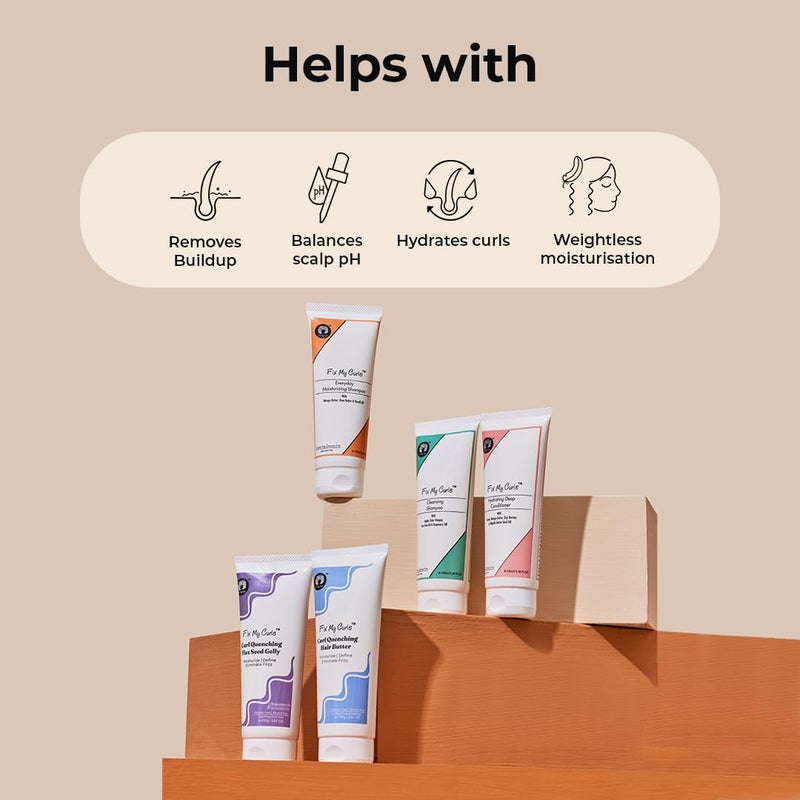 Fix My Curls مجموعة العناية بالشعر المجعد الكاملة للسفر - شامبو تنظيف - شامبو مرطب - بلسم مرطب - زبدة شعر - جل ترطيب لتحديد التجاعيد 50 مل لكل منها - Image 5