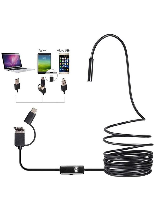Generic 3-in-1 Type-C USB Inspection Camera for Industrial HD Cameras Endoscope, Waterproof Tube Sink Drain Pipe Camera with 6 Led Light, Adjustable Brightness Industrial Borescope Black HD Camera  - Image 1