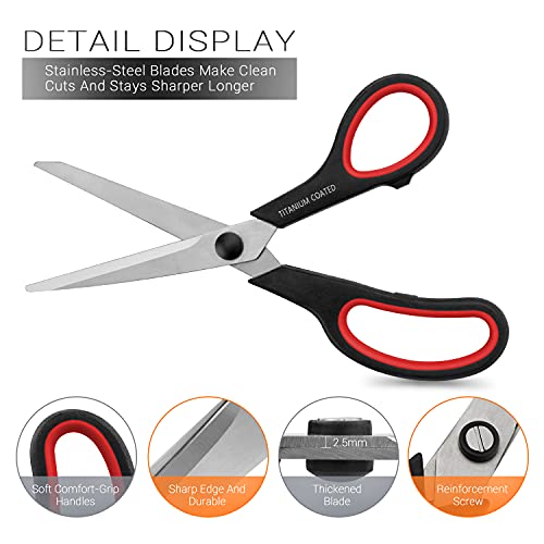 Hutou Scissors 8" Multipurpose Right/Left Handed Titanium Coated Sturdy Sharp Scissors for Office Home School Students - Image 3