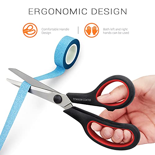 Hutou Scissors 8" Multipurpose Right/Left Handed Titanium Coated Sturdy Sharp Scissors for Office Home School Students - Image 4