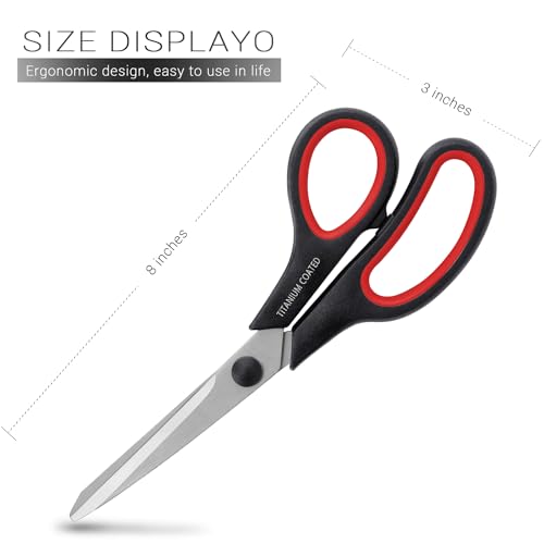 Hutou Scissors 8" Multipurpose Right/Left Handed Titanium Coated Sturdy Sharp Scissors for Office Home School Students - Image 2