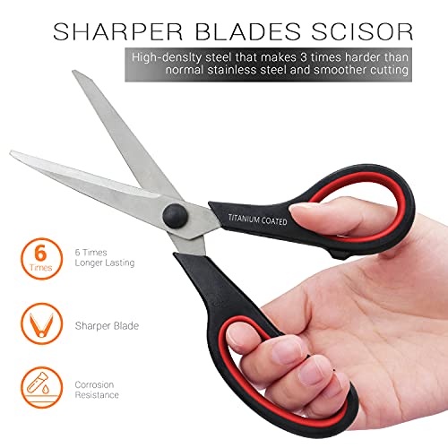 Hutou Scissors 8" Multipurpose Right/Left Handed Titanium Coated Sturdy Sharp Scissors for Office Home School Students - Image 5