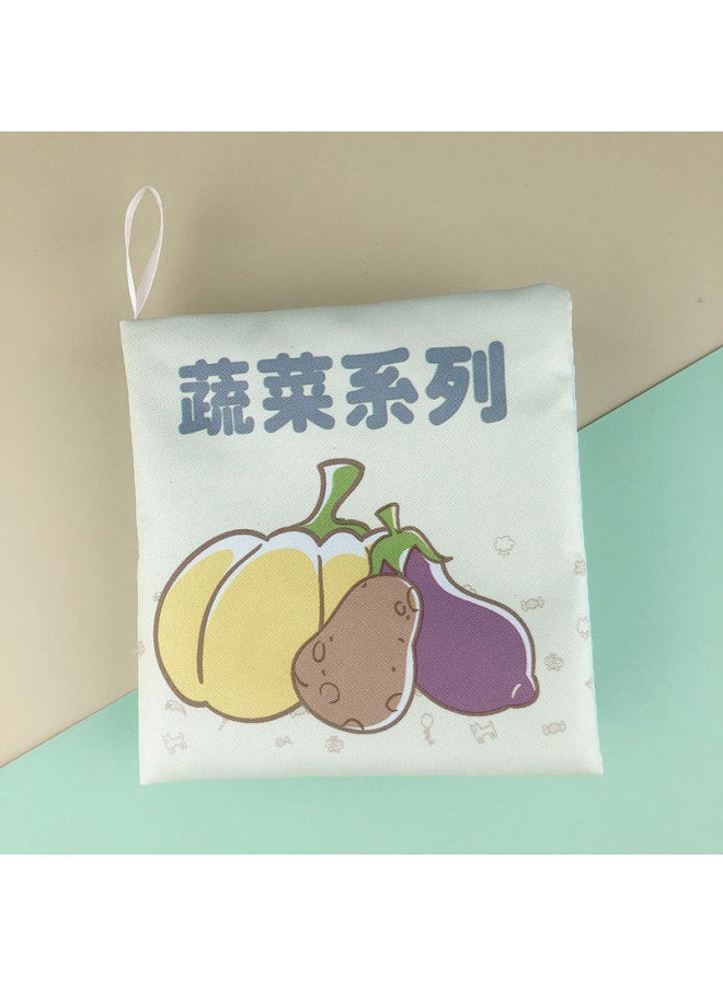 Cloth Book Infants 0-3 Years Old Tear Tear Book Tail Cloth Book Baby Enlightenment Hand Tear Book Early Education Toy Cloth Book-Specifications:Vegetable Square Cloth Book (4 Pages, 8 Sides, With Sound Paper Without Bb Device)  - Image 1