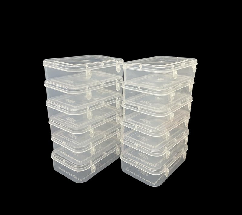 URBAA Small Storage Boxes container with Lock Lid Jewellery Case OrganiserPUREPACK3312 200ml Clear 13 x 9 x 4 Cm Set of 12 Rectangular - Image 1