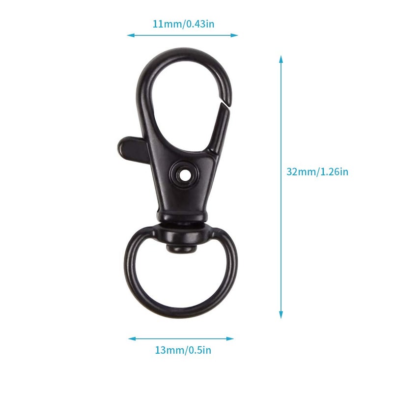 DSUWAZU 70PCS Swivel Snap Hooks with Key Rings, Metal Lobster Claw Clasp, Keychain Rings for Crafts(Gun Black, 1.25inch(32mm) - Image 2