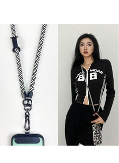 Oasisgalore 120cm Adjustable Cell Phone Lanyard, Black, White, with Extra Hook for AirPods Case, Keychain, Crossbody Phone Strap  - Image 4