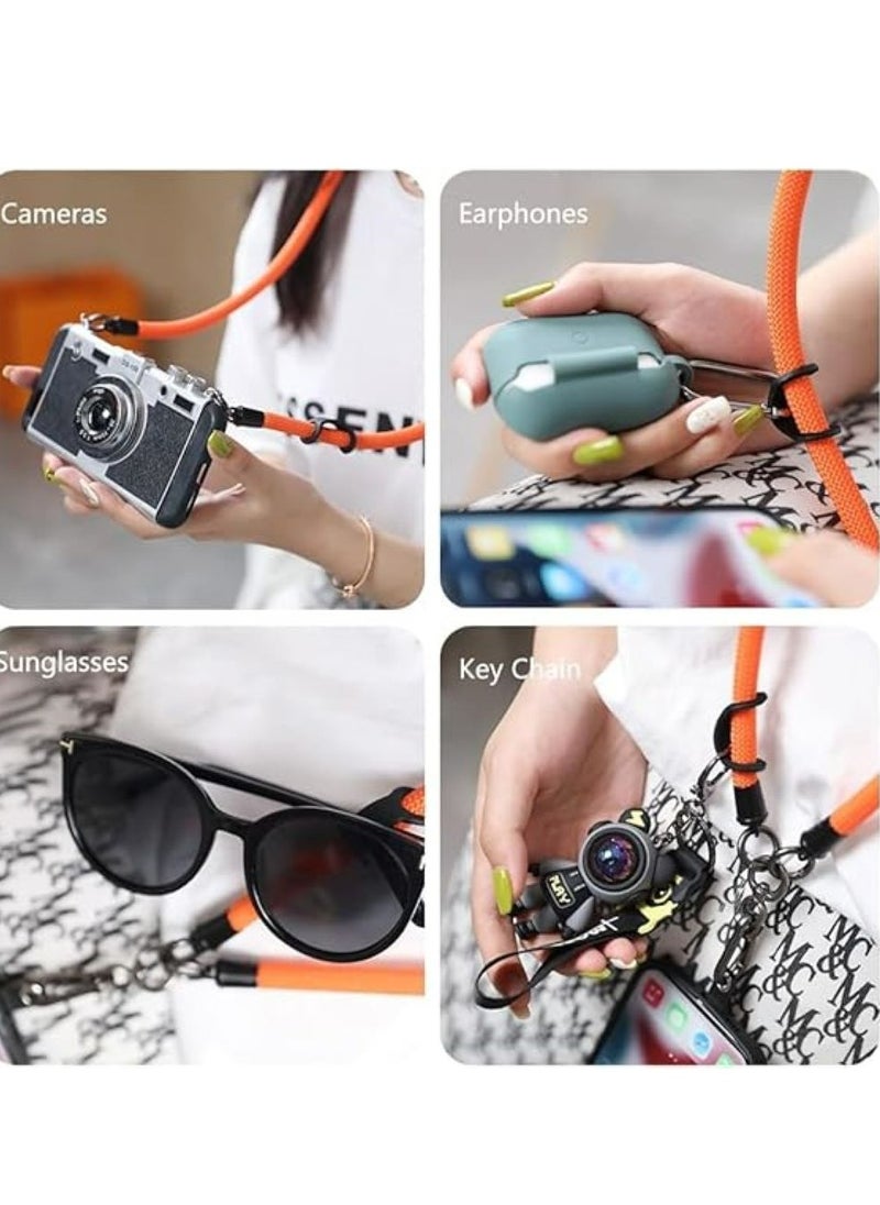 Oasisgalore 120cm Adjustable Cell Phone Lanyard, Black, White, with Extra Hook for AirPods Case, Keychain, Crossbody Phone Strap  - Image 5