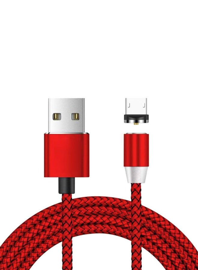 NIBEMINENT 3-In-1 Magnetic Circular Data Sync And Charging Cable Red/Black