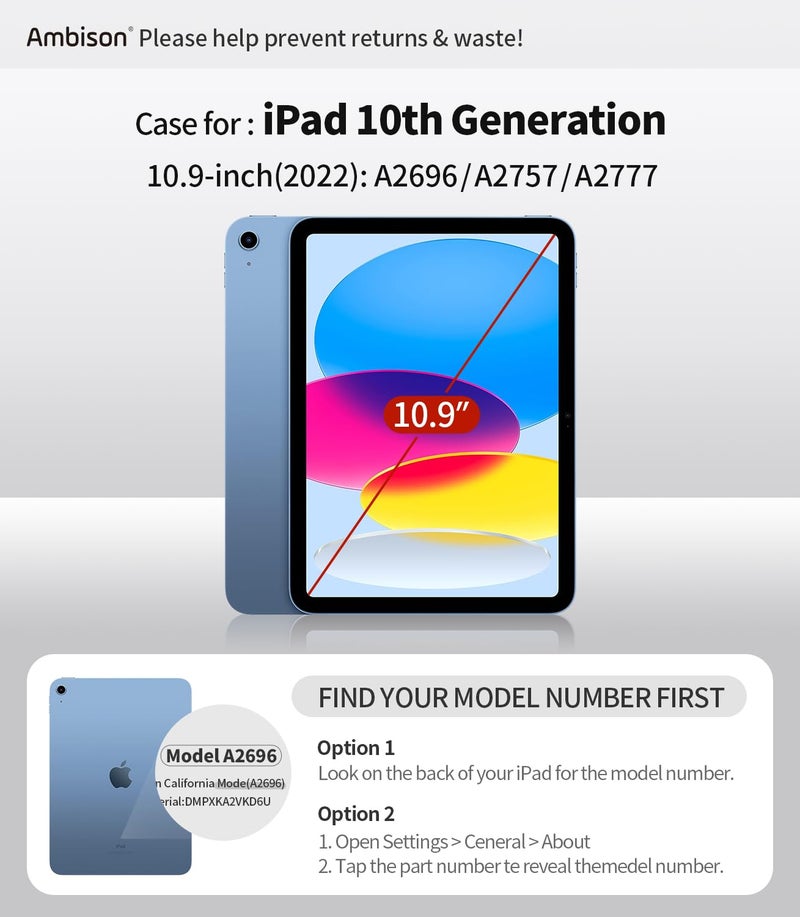 Ambison Case for iPad (A16) 11th/10th Generation 11''/10.9'' 2025/2022, [Kid Proof] Full Body Protective Case with 9H Tempered Glass Screen Protector, 360Â° Rotatable Kickstand & Hand Strap (Teal) - Image 2