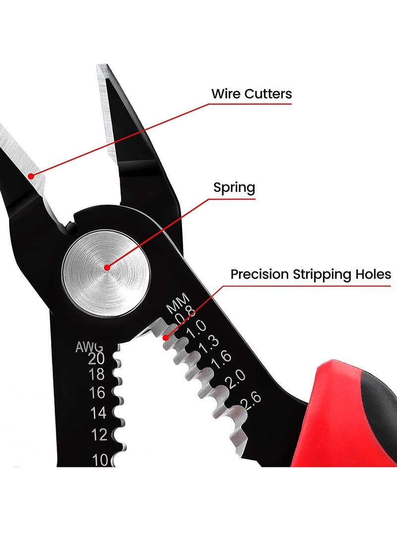 Wire Cutter, 2 in 1 Cutter for 10-20 AWG Stranded, Hidden Spring, Ergonomic Anti-Slip Handle, Suits for Electrical Repair, Appliance, DIY - Image 2