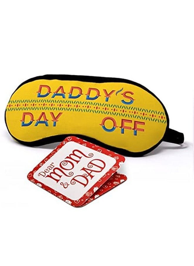 Indigifts Dads Day Off Quote Truck Art Border Sleep Eye Mask For Sleeping Cover For Father (Yellow; 7.8X3.3 Inch)  - Image 1