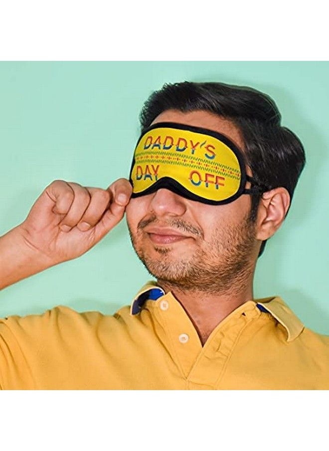 Indigifts Dads Day Off Quote Truck Art Border Sleep Eye Mask For Sleeping Cover For Father (Yellow; 7.8X3.3 Inch)  - Image 4