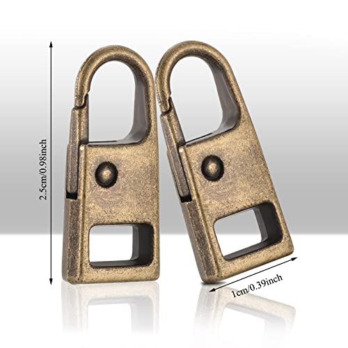 WILLBOND 8 Pieces Zipper Pull Replacement Zipper Repair Kit Slider Metal Handle Mend Fixer Detachable Head Pull Tab for Luggage Backpack Jacket Coat(Bronze) - Image 3