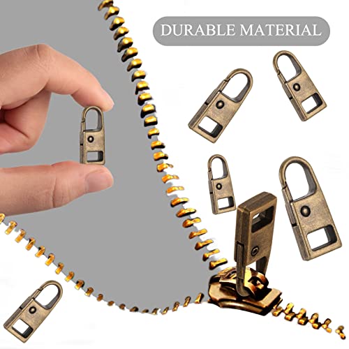 WILLBOND 8 Pieces Zipper Pull Replacement Zipper Repair Kit Slider Metal Handle Mend Fixer Detachable Head Pull Tab for Luggage Backpack Jacket Coat(Bronze) - Image 2