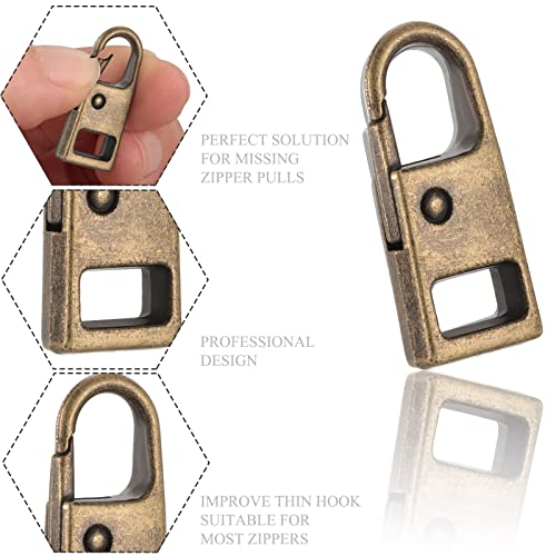 WILLBOND 8 Pieces Zipper Pull Replacement Zipper Repair Kit Slider Metal Handle Mend Fixer Detachable Head Pull Tab for Luggage Backpack Jacket Coat(Bronze) - Image 4