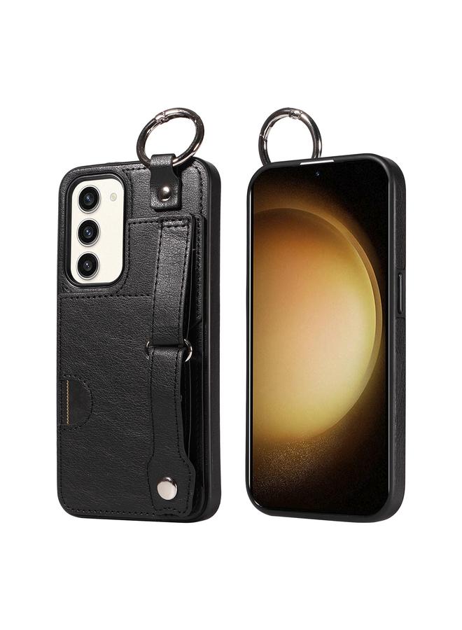 اس-توب جراب لهاتف Samsung Galaxy S23 5G من جلد العجل مع حلقة لفتحة بطاقة المعصم - Image 1