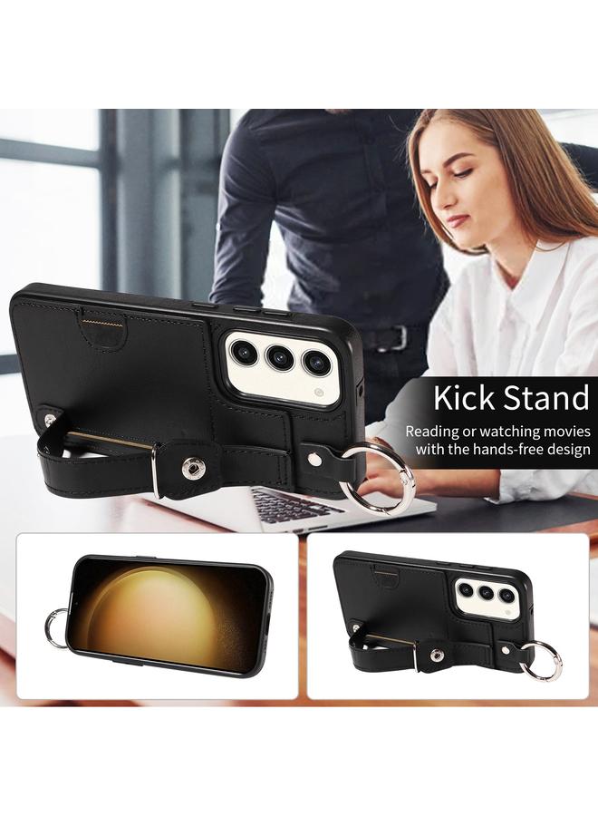 اس-توب جراب لهاتف Samsung Galaxy S23 5G من جلد العجل مع حلقة لفتحة بطاقة المعصم - Image 4