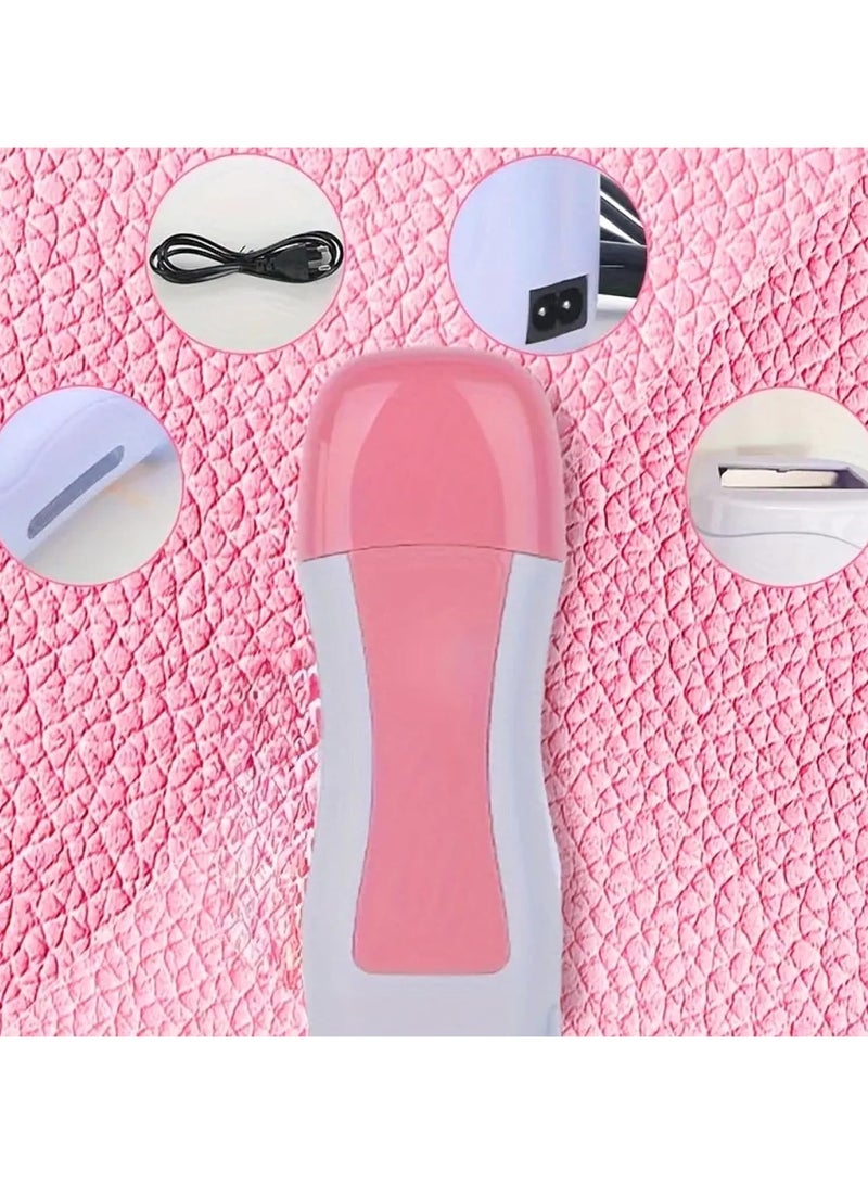 ORiTi 2-In-1 Professional Roller Depilatory Wax Set Pink/White - Image 3