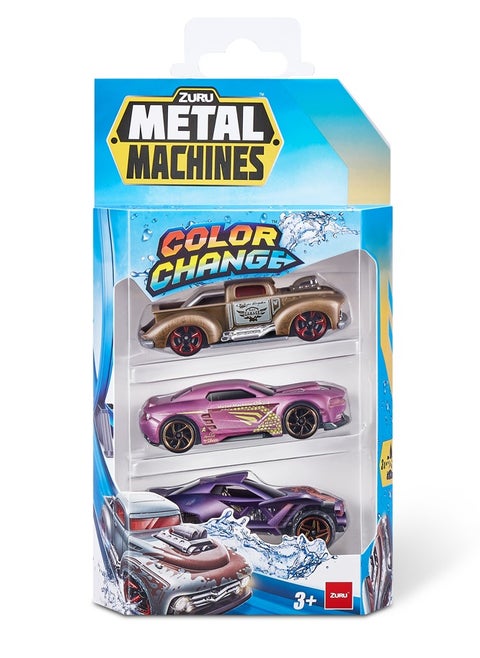 METAL MACHINES COLOR CHANGE Mini Racing Car Toy 1/64 - Pack of 3 - S4(Color/Style May Vary)