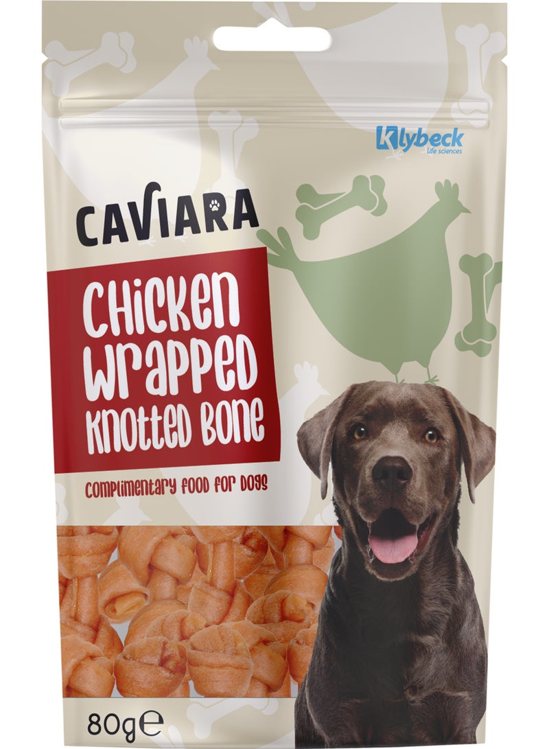 Caviara Dog Treats Chicken wrapped knotted bone 80 gr