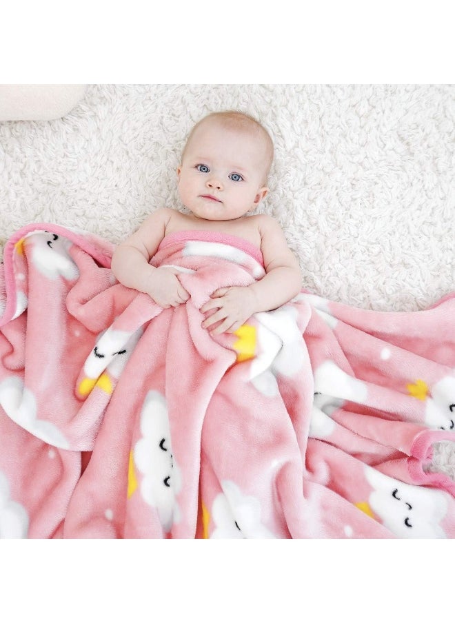 TILLYOU TILLYOU Micro-Fleece Plush Soft Baby Blanket Allergy-Free Fluffy Warm Toddler Bed/Crib Blanket, Oversized Lightweight Flannel Daycare Nap Blanket/Kids Sleeping/Tummy Time Blanket, 39x47 Pink Cloud  - Image 4