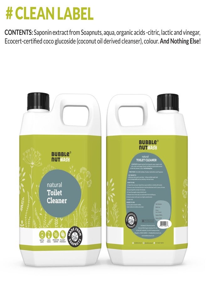 BubbleNut Wash Toilet Bowl Cleaner Liquid - Natural, Organic, Septic Safe, Fumes free, Biodegradable, Remover of Limescale & Yellow Stain from Hard Water, For Home and Office, Lime scale Descaler for Bathroom Floor (2.5 Lits) - Image 5