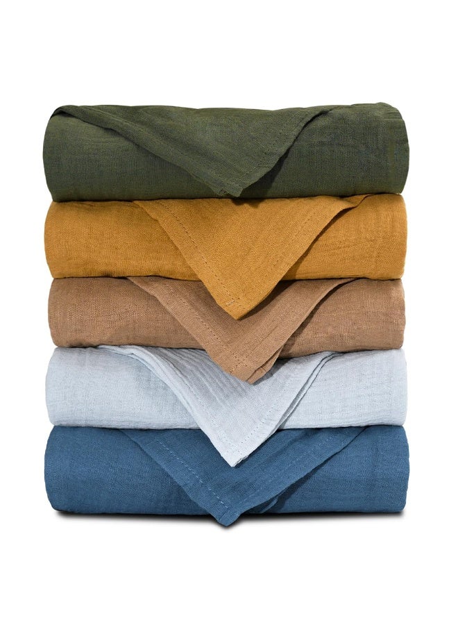5 Pack Muslin Swaddle Blankets for Baby Girls Boys, Receiving Blanket Large 23.5 x 23.5 inches, Soft Breathable Muslin Baby Blanket for Unisex Newborn - Image 1