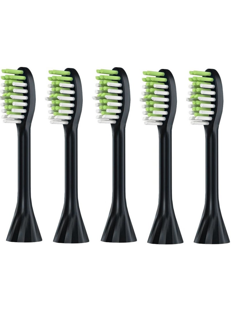 Compatible with Philips One Series Sonicare Electric Toothbrush Replacement Brush Heads,for Philips One HY1100 HY1200 ONE Series Electric Toothbrush,5 Pack (Shadow Black, Medium) - Image 1