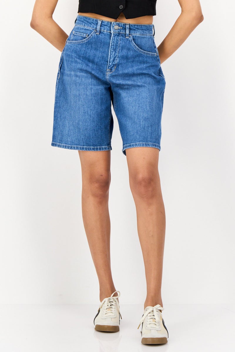 SALSA Women Washed Denim Shorts, Blue - Image 1