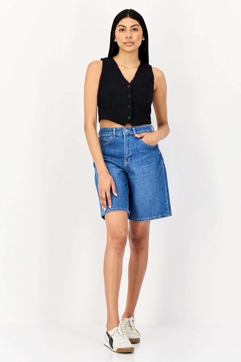 SALSA Women Washed Denim Shorts, Blue - Image 4