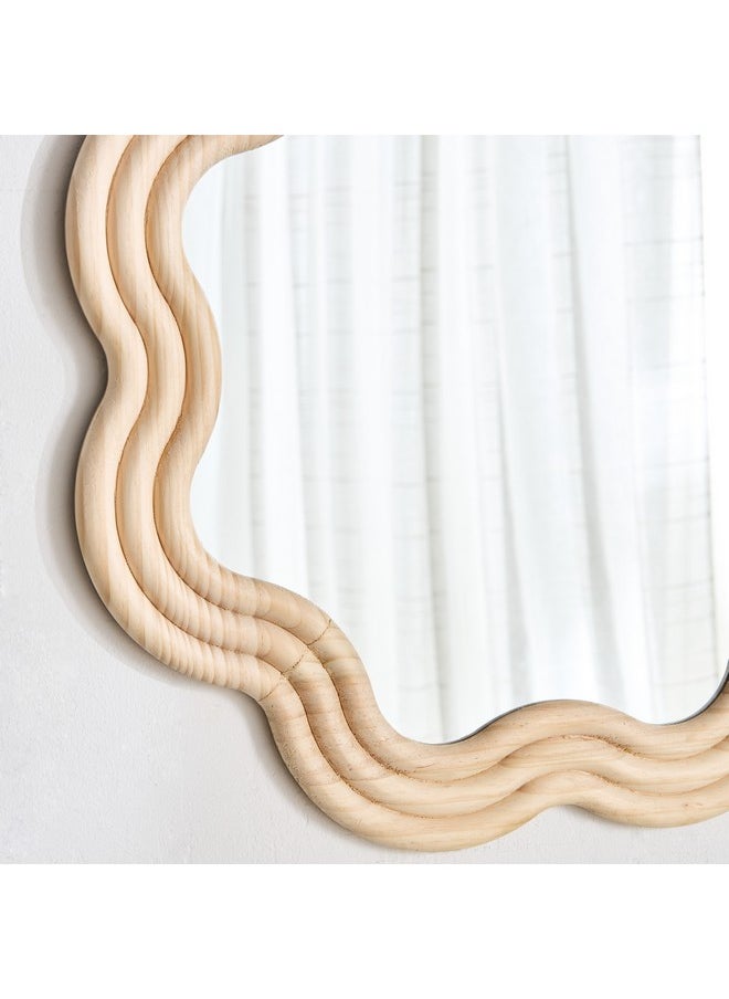 Home Box Posco Pine Wood Wavy Mirror 60 x 60 cm  - Image 3