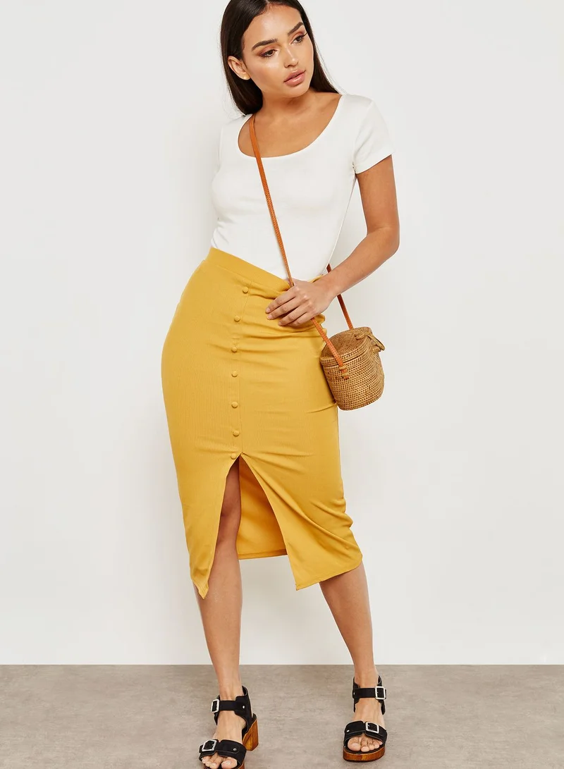 Miss Selfridge Button Midi Skirt