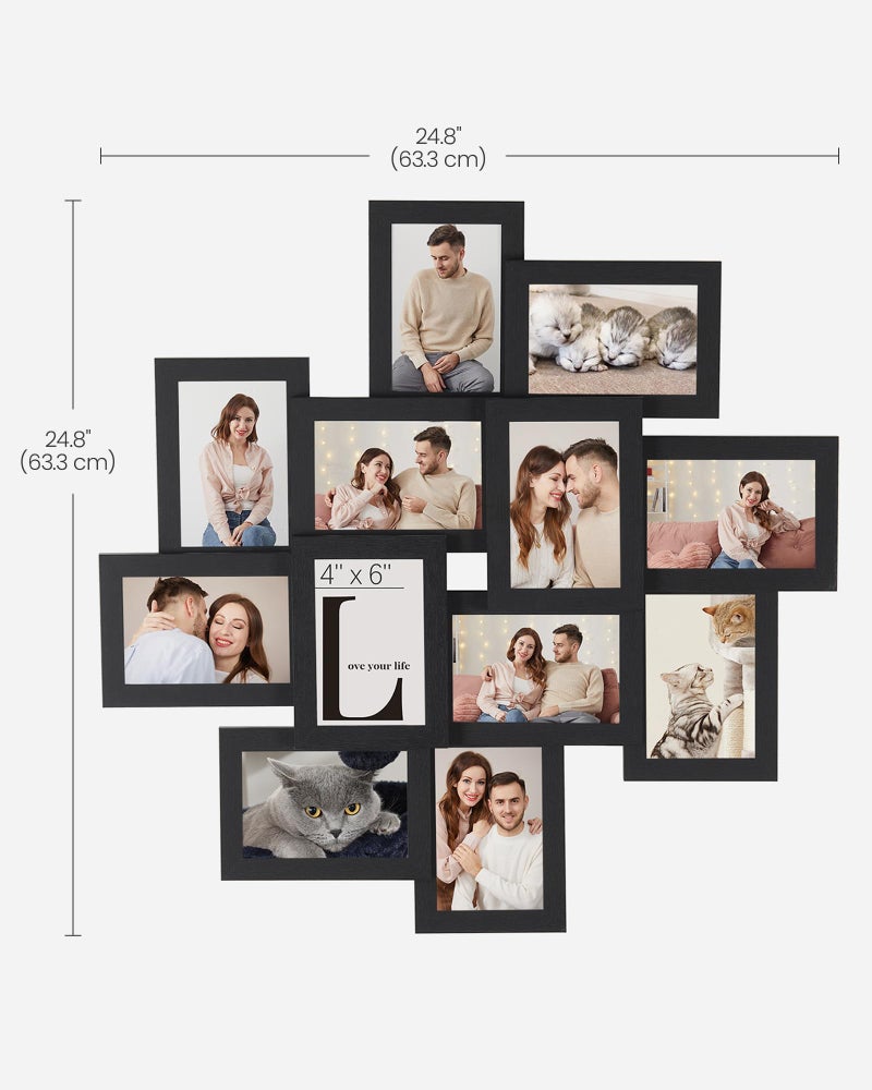 SONGMICS 4x6 Collage Picture Frames, 12-Pack Picture Frames Collage for Wall Decor, Photo Collage Frame, Multi Picture Frame Set with Glass Front, Assembly Required, Ink Black - Image 2