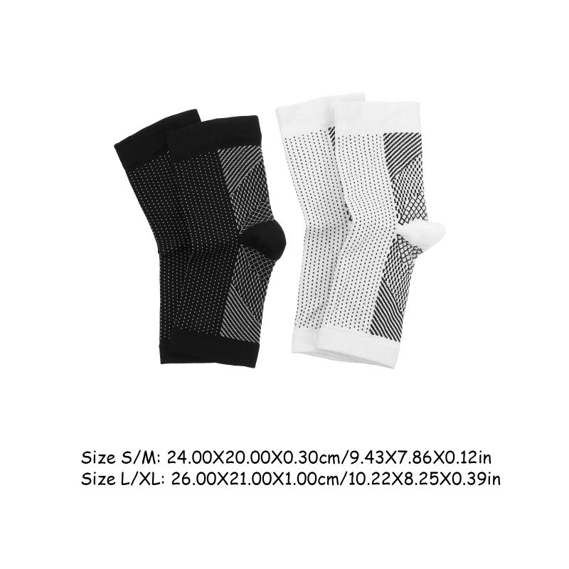 Ankle Brace Support Sleeve Compression Wrap 4pcs Set Black White L XL for Injury Stability Sports - Image 3