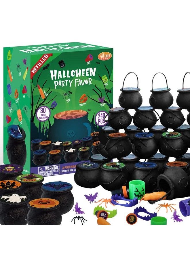 ATFUNSHOP - 240 Pcs Halloween Party Favors 30 Pack Prefilled Small Plastic Witch Cauldron Halloween Toys In Bulk Halloween Prizes Gifts Miniatures For Kids Trick Or Treat - Image 1