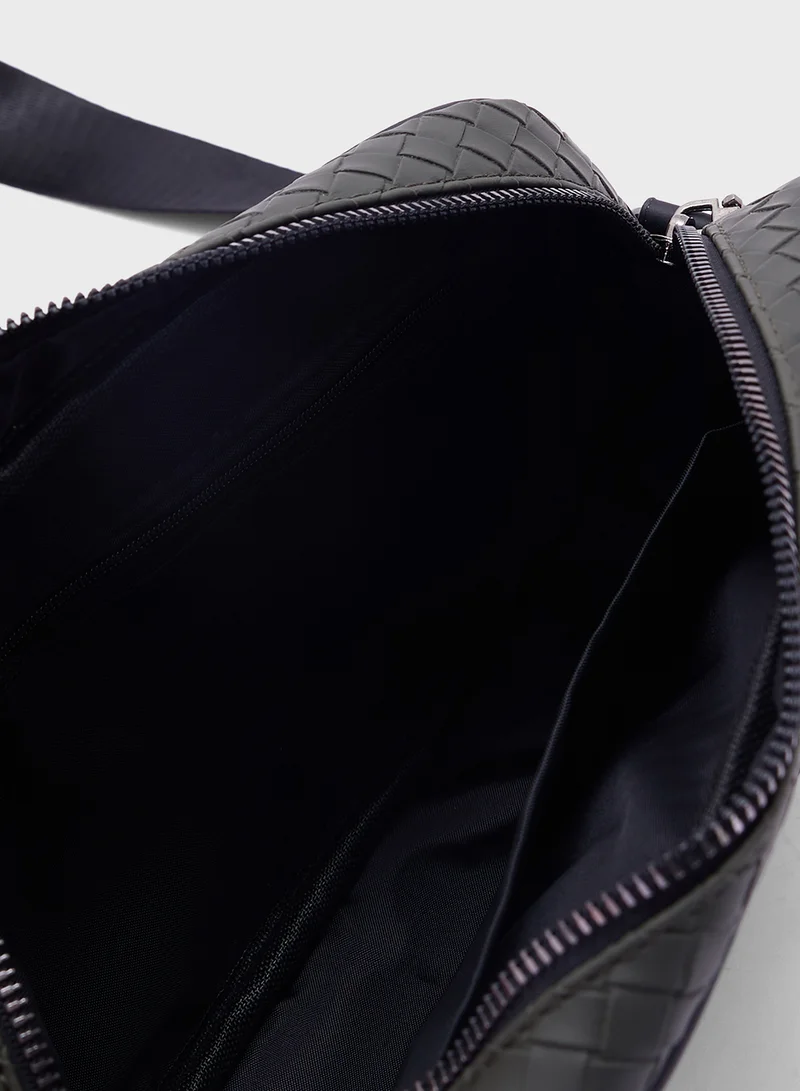Robert Wood Weave Texture Casual Messenger Bag