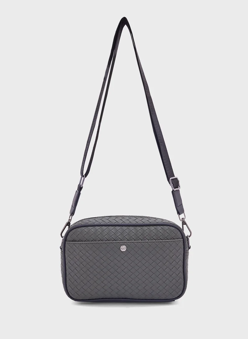Robert Wood Weave Texture Casual Messenger Bag