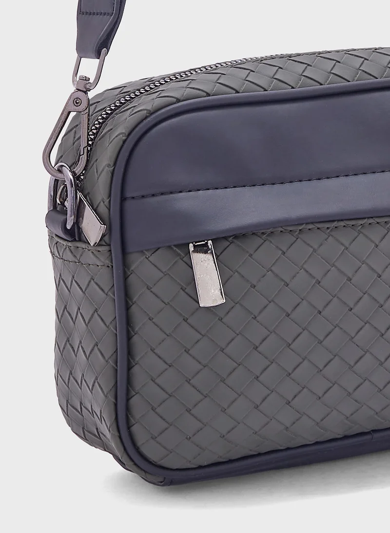 Robert Wood Weave Texture Casual Messenger Bag