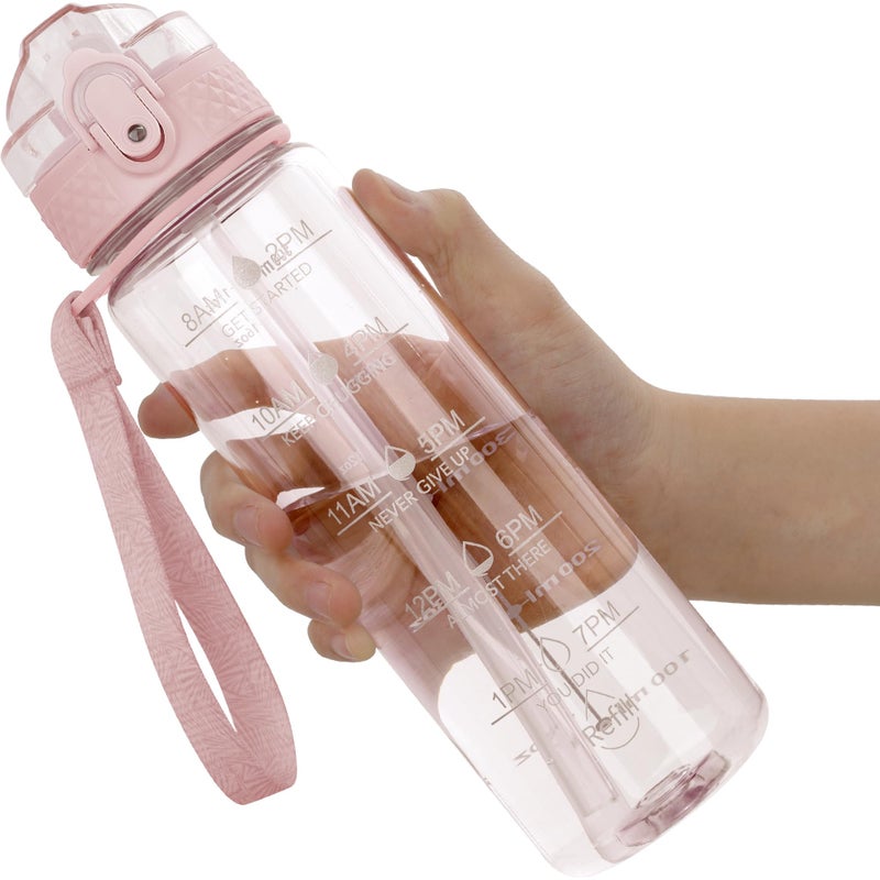 OLDLEY 17oz Kids Water Bottle for school Girls Boys, Motivational Water Bottles With Silicone Straw, Leak-Proof Tritan BPA-Free, Reusable water bottles for kids, Cherry Blossom - Image 1