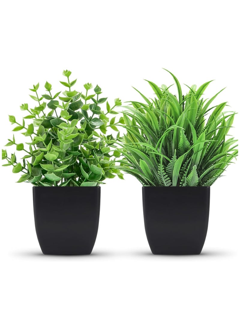 Arabest 2 Pack Small Fake Plants Black Bathroom Accessories for Home Bedroom Bathroom Kitchen Decor  - Image 1